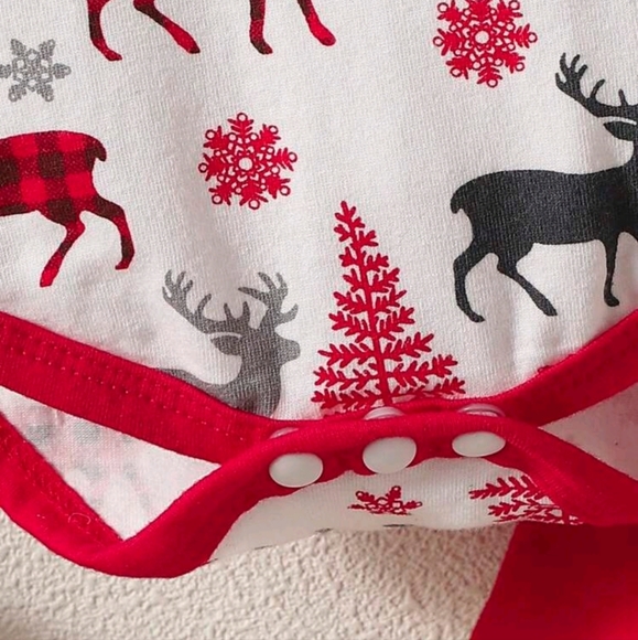 SHEIN Baby Girl Christmas Print Ruffle Trim Matching Bodysuit w/ Headband NWOT - Picture 4 of 8